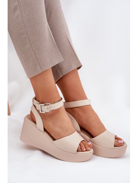 Wedge Heeled Women's Sandals Beige Efrina