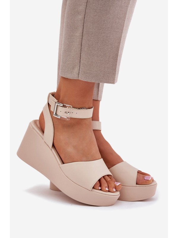 Wedge Heeled Women's Sandals Beige Efrina