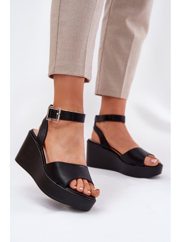 Wedge Heeled Women's Sandals Black Efrina