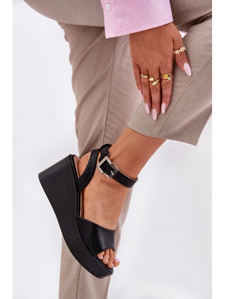 Wedge Heeled Women's Sandals Black Efrina