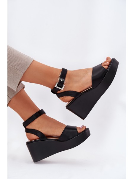 Wedge Heeled Women's Sandals Black Efrina