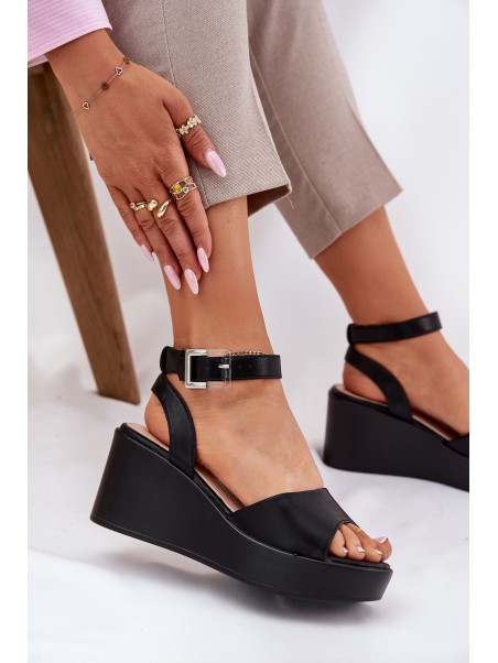 Wedge Heeled Women's Sandals Black Efrina