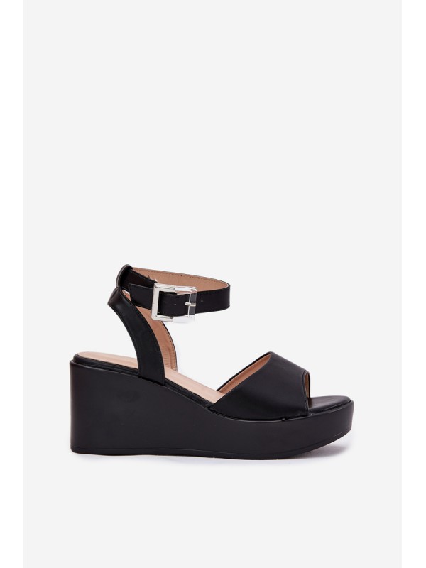 Wedge Heeled Women's Sandals Black Efrina
