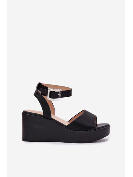 Wedge Heeled Women's Sandals Black Efrina