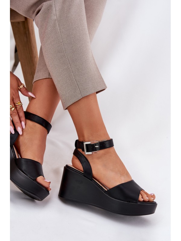 Wedge Heeled Women's Sandals Black Efrina