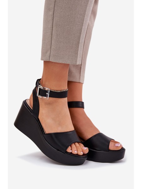 Wedge Heeled Women's Sandals Black Efrina