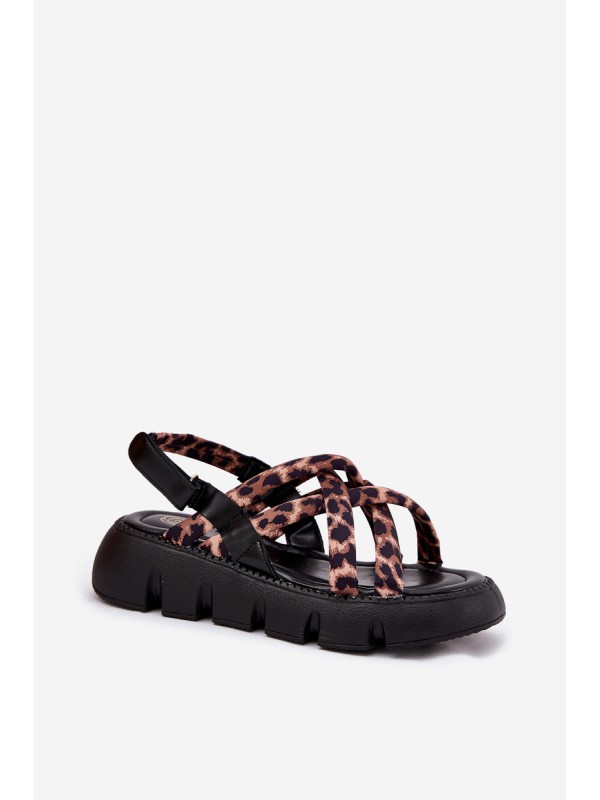 Women's Platform Sandals With Straps Leopard Print Filamira