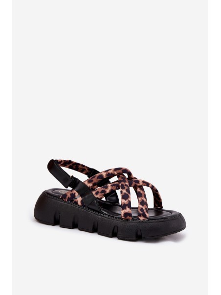 Women's Platform Sandals With Straps Leopard Print Filamira