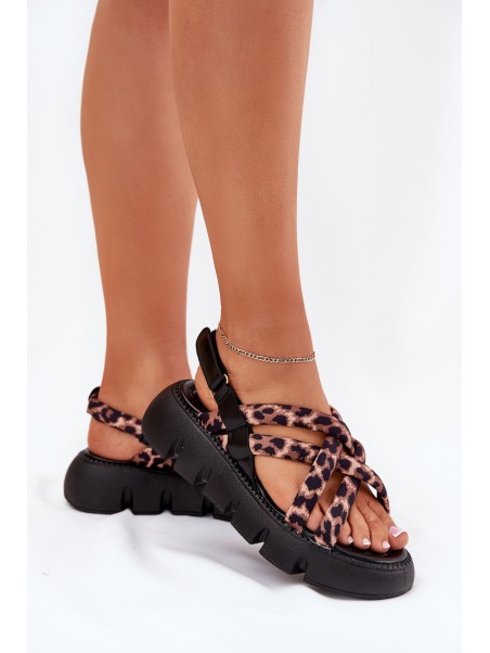 Women's Platform Sandals With Straps Leopard Print Filamira