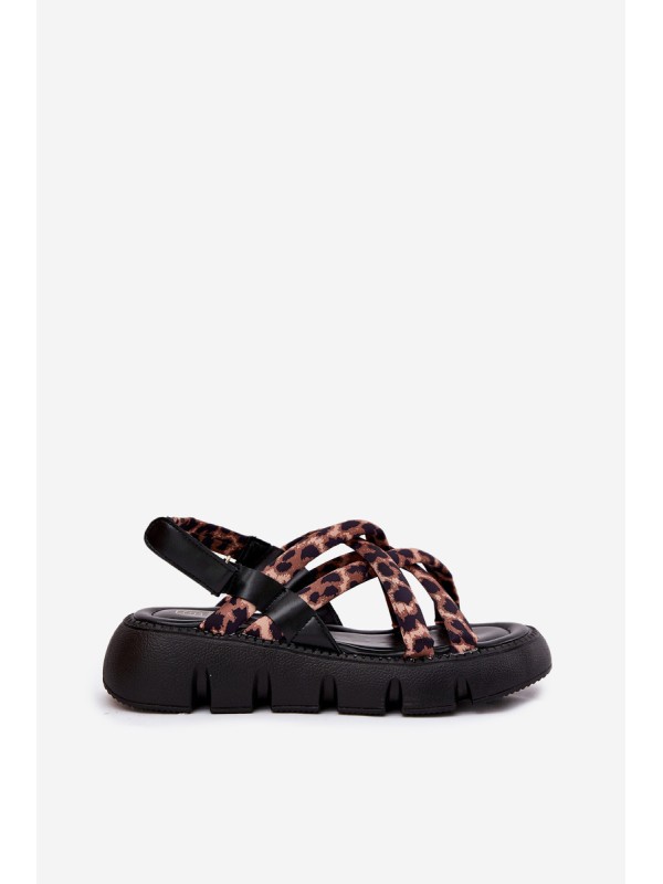 Women's Platform Sandals With Straps Leopard Print Filamira