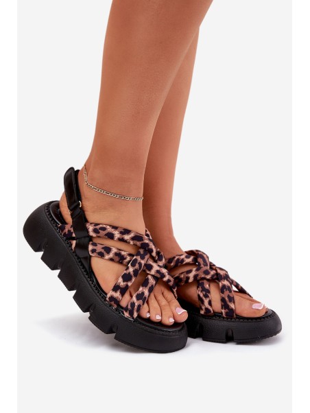 Women's Platform Sandals With Straps Leopard Print Filamira