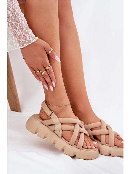 Women's Platform Sandals With Straps Beige Filamira