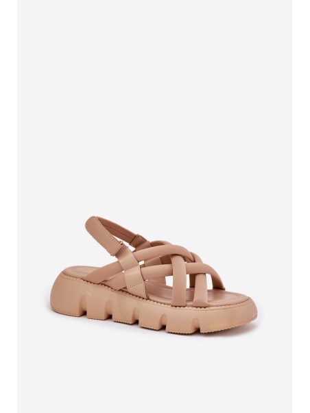 Women's Platform Sandals With Straps Beige Filamira