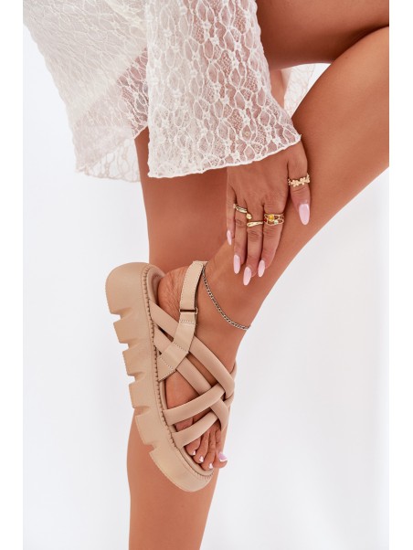 Women's Platform Sandals With Straps Beige Filamira