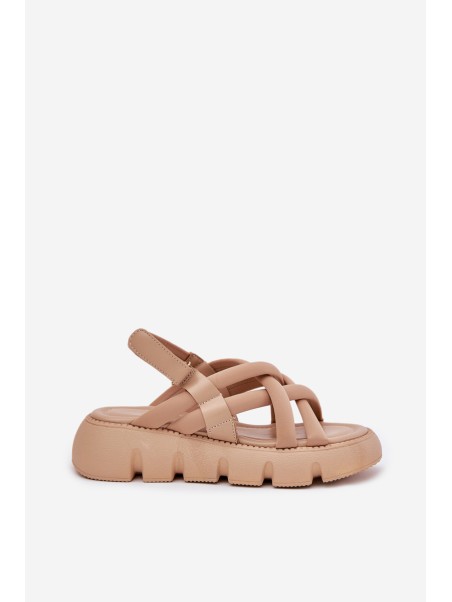 Women's Platform Sandals With Straps Beige Filamira