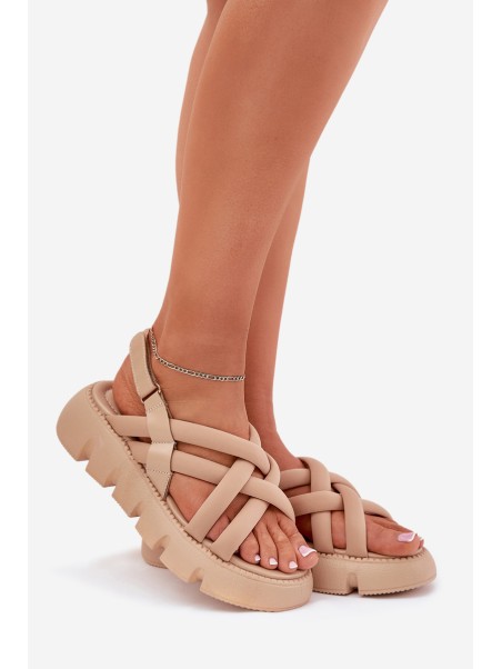 Women's Platform Sandals With Straps Beige Filamira