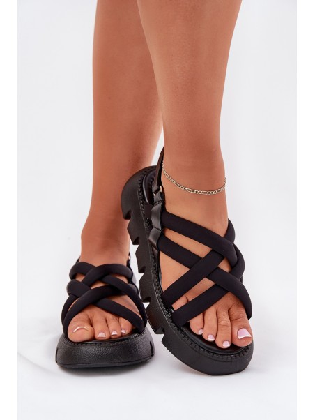 Women's platform sandals with straps black Filamira