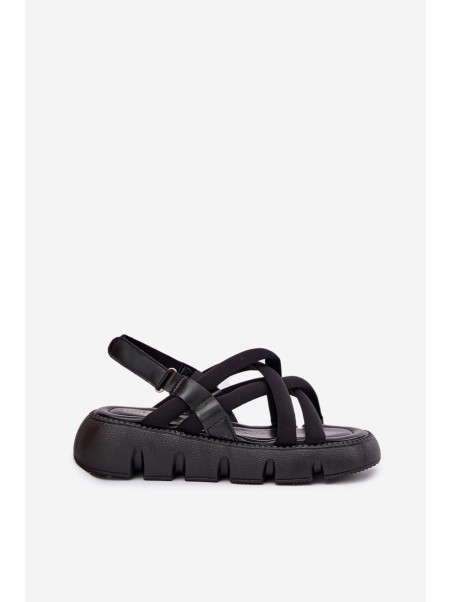 Women's platform sandals with straps black Filamira