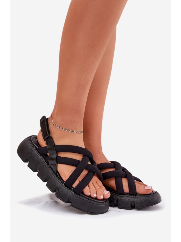 Women's platform sandals with straps black Filamira
