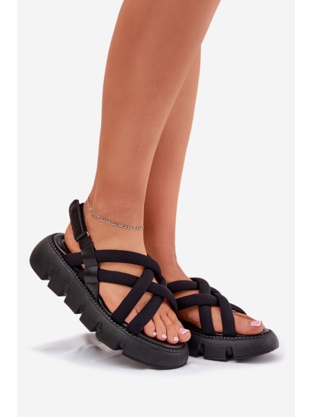 Women's platform sandals with straps black Filamira