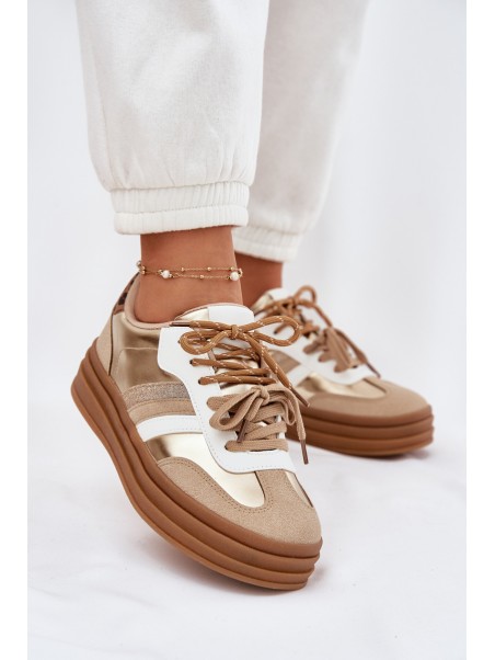 Womens Platform Sneakers With Double Lacing Leopard Gold Studs