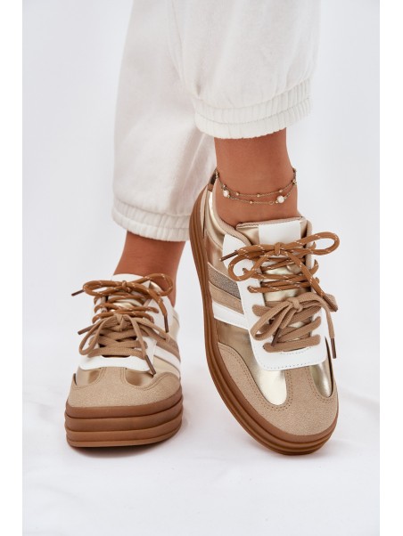Womens Platform Sneakers With Double Lacing Leopard Gold Studs