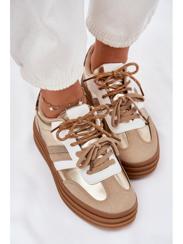 Womens Platform Sneakers With Double Lacing Leopard Gold Studs
