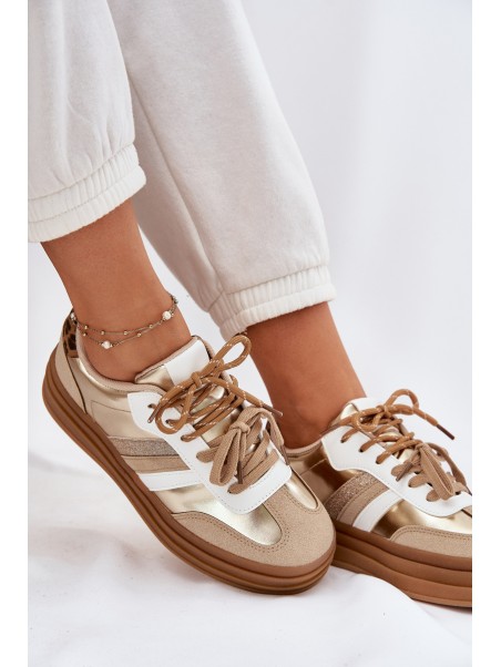 Womens Platform Sneakers With Double Lacing Leopard Gold Studs