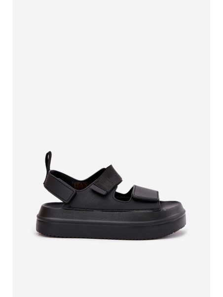 Ladies platform sandals with velcro black Nitepira