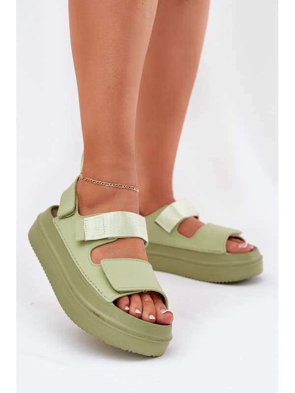 Women's Platform Sandals With Velcro Green Nitepira 2