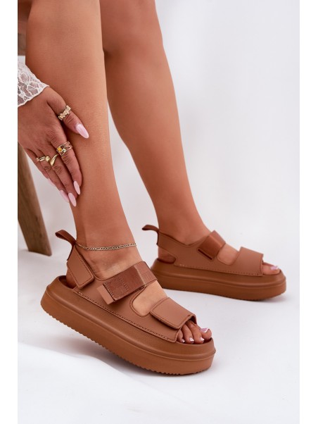 Women's platform sandals with Velcro Camel Nitepira