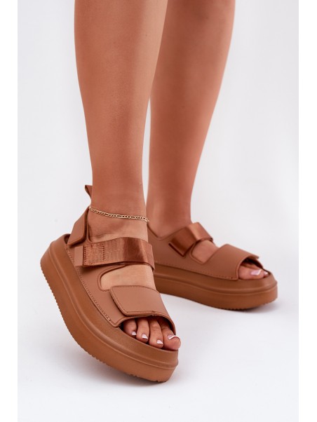 Women's platform sandals with Velcro Camel Nitepira