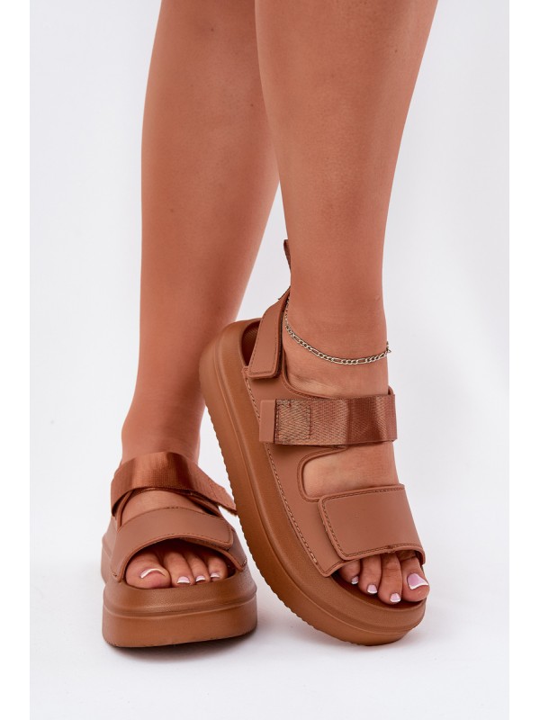 Women's platform sandals with Velcro Camel Nitepira