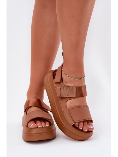 Women's platform sandals with Velcro Camel Nitepira
