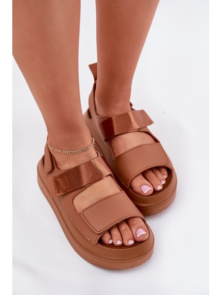Women's platform sandals with Velcro Camel Nitepira