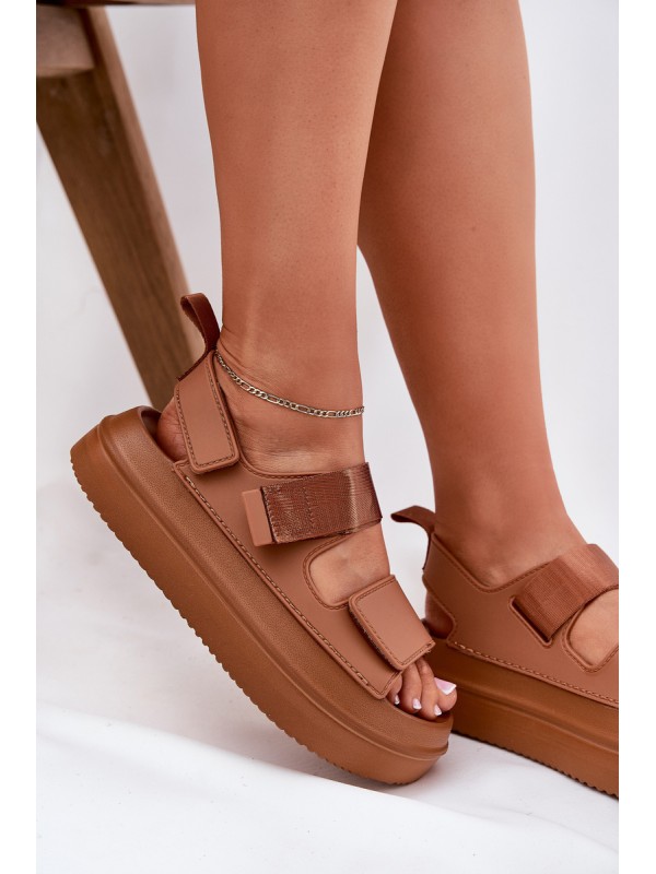 Women's platform sandals with Velcro Camel Nitepira