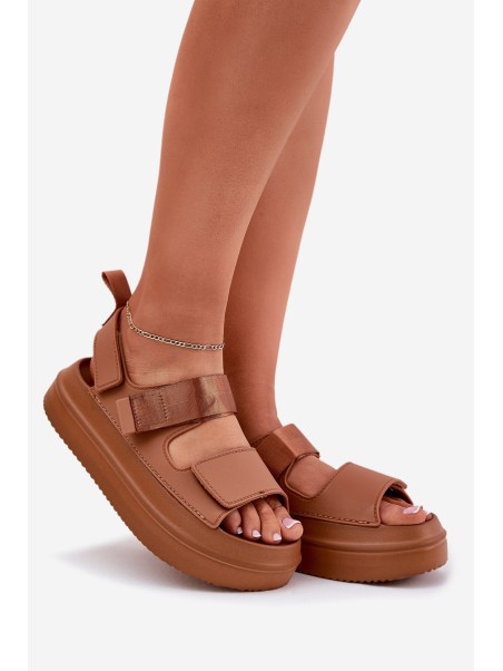 Women's platform sandals with Velcro Camel Nitepira