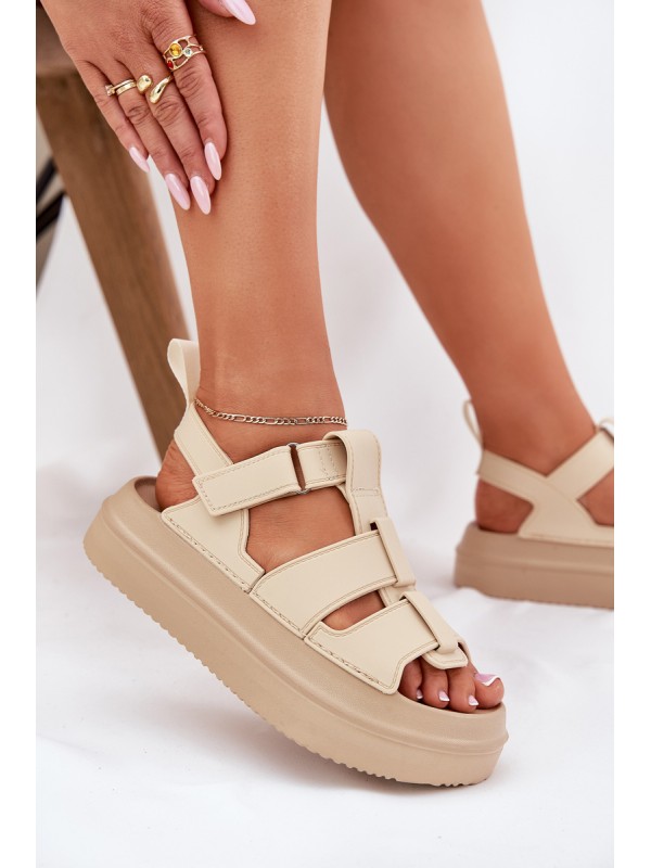 Beige Platform Sandals Women Nitavelia