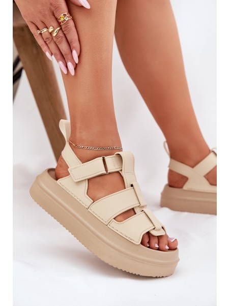 Beige Platform Sandals Women Nitavelia