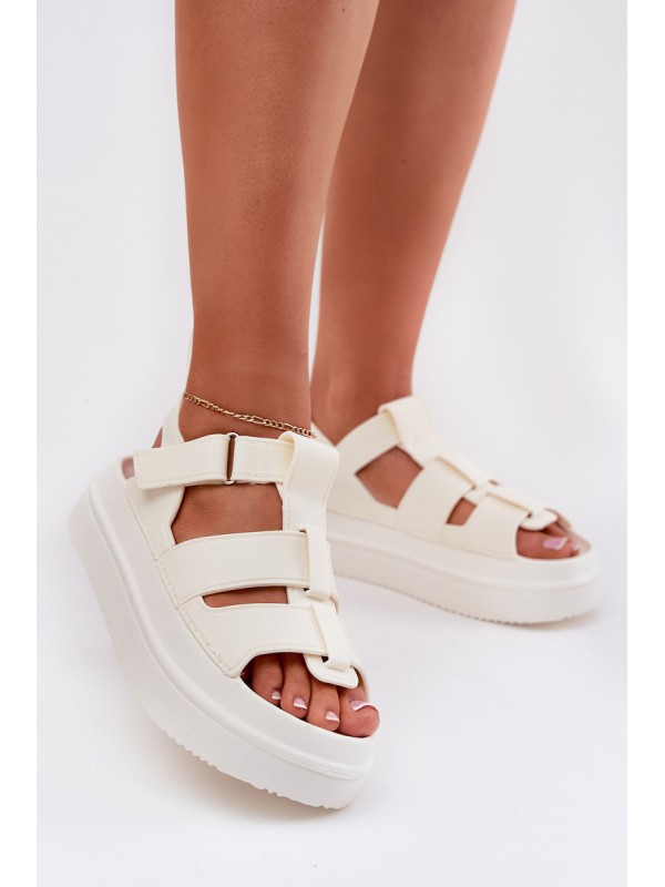 Ladies Platform Sandals Ecru Nitavelia