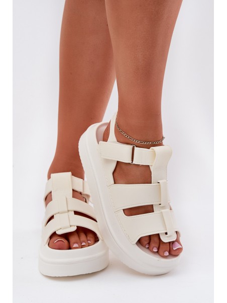 Ladies Platform Sandals Ecru Nitavelia