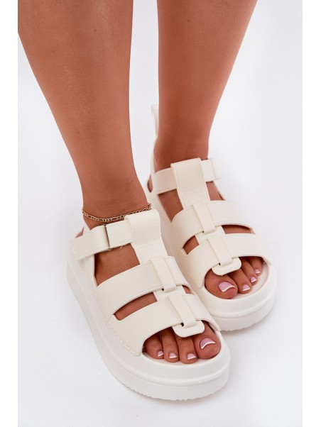 Ladies Platform Sandals Ecru Nitavelia
