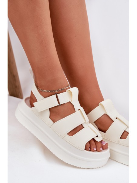 Ladies Platform Sandals Ecru Nitavelia