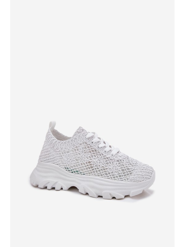 Women's Sneakers With Crochet Upper White Jelhiris