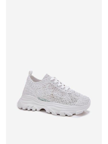 Women's Sneakers With Crochet Upper White Jelhiris