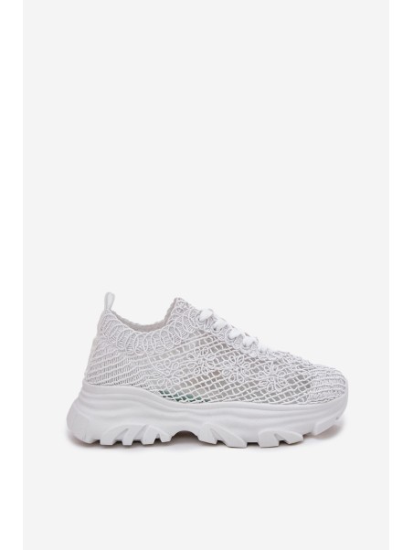 Women's Sneakers With Crochet Upper White Jelhiris