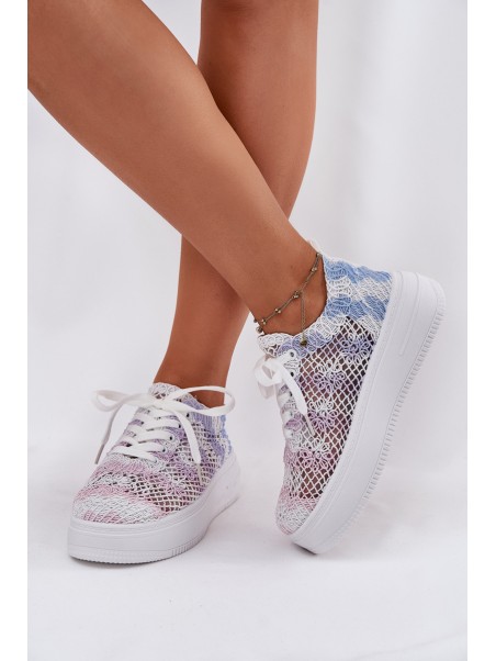 Womens Platform Sneakers With Crocheted Upper Multicolor Mirietto
