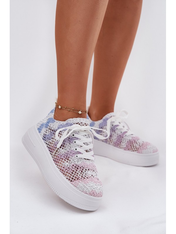 Womens Platform Sneakers With Crocheted Upper Multicolor Mirietto