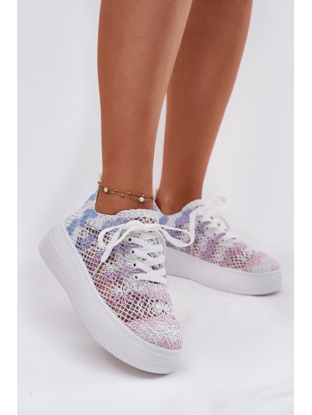 Womens Platform Sneakers With Crocheted Upper Multicolor Mirietto
