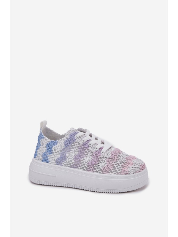 Womens Platform Sneakers With Crocheted Upper Multicolor Mirietto